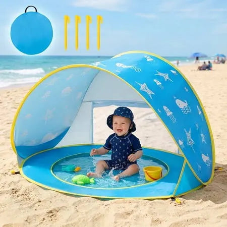Baby Beach Tent with Splash Pool – UV Protection Pop-Up Sun Shade for Infants & Toddlers